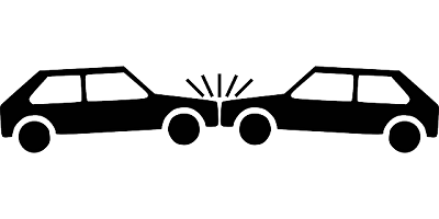 two clipart cars in a front end collision